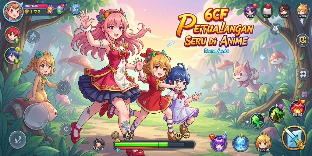 Tampilan gameplay 6CF yang menarik dengan karakter anime.