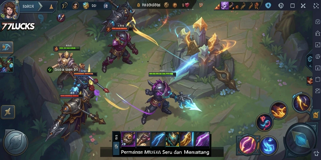 Tampilan gameplay mendebarkan <strong>77LUCKS</strong> dengan pertarungan tim yang intens.