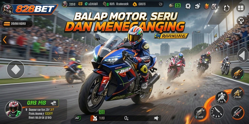 Screenshot aksi balapan mendebarkan di 828BET.