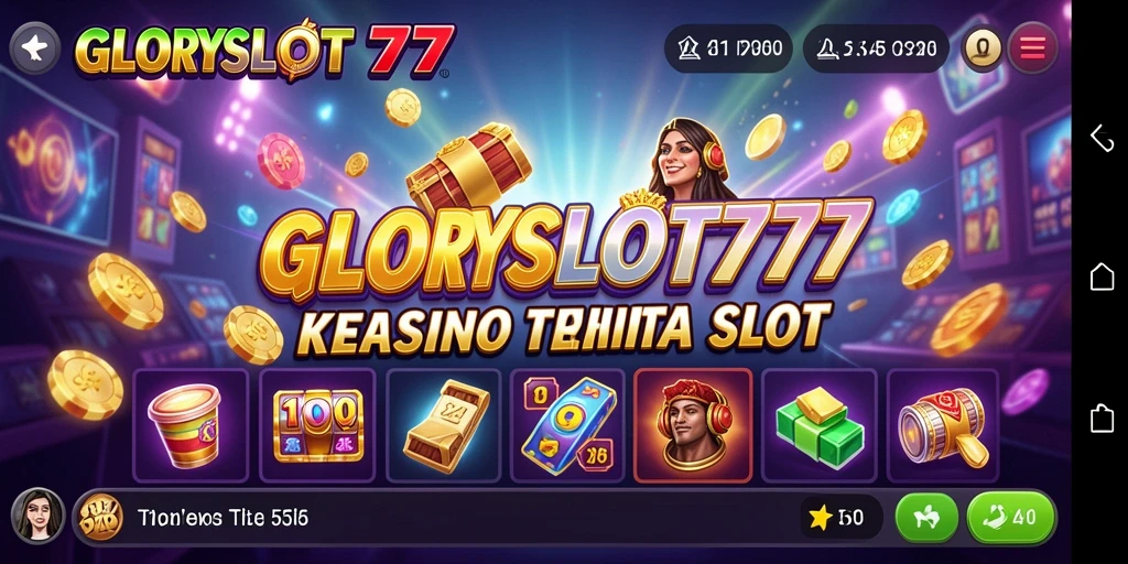 Tampilan gameplay GLORYSLOT777 yang menarik dan penuh warna.