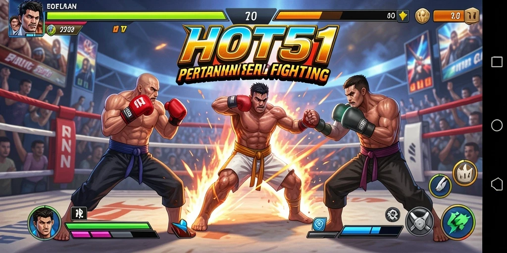 Gameplay HOT51 menampilkan pertarungan seru antar karakter.