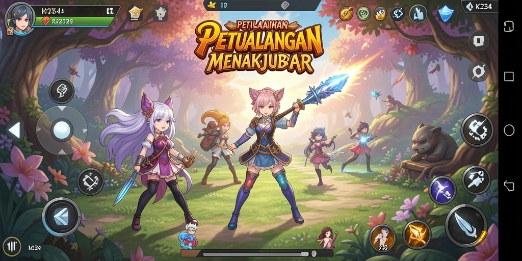 Gameplay K234 yang menarik dengan grafis anime yang memukau.