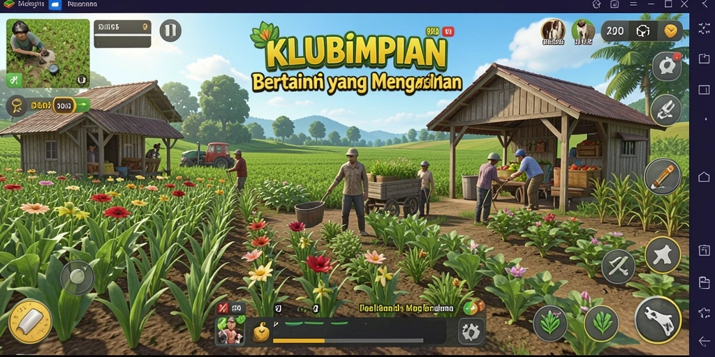 Tampilan gameplay KLUBIMPIAN yang seru dan menarik saat bertani.