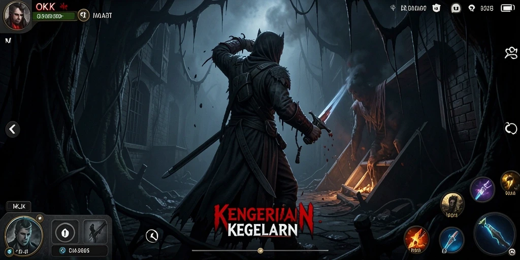 Screenshot menampilkan adegan mencekam dari gameplay OKJK.