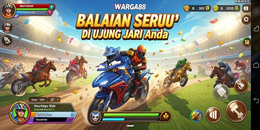 Tampilan gameplay WARGA88 yang penuh aksi dan kecepatan.