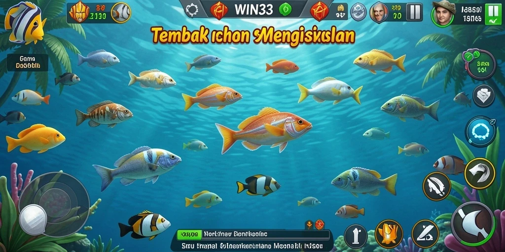 Gameplay menarik WIN33 dengan berbagai ikan untuk ditembak.